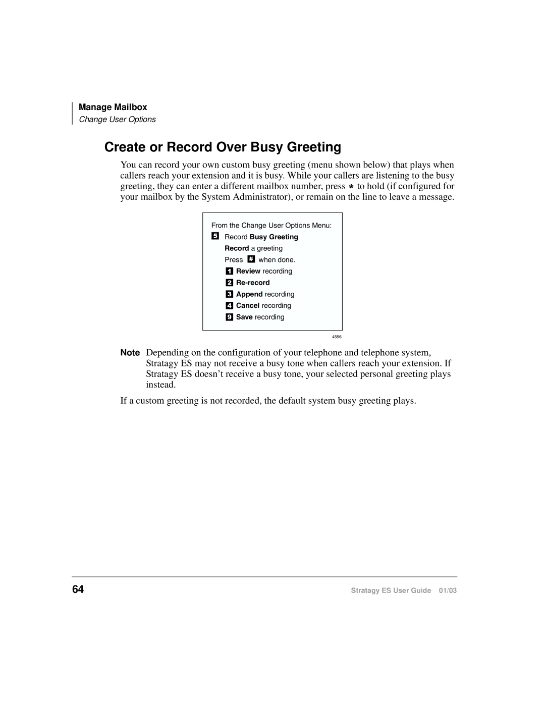 Toshiba ES80, ES4, ES96R manual Create or Record Over Busy Greeting 