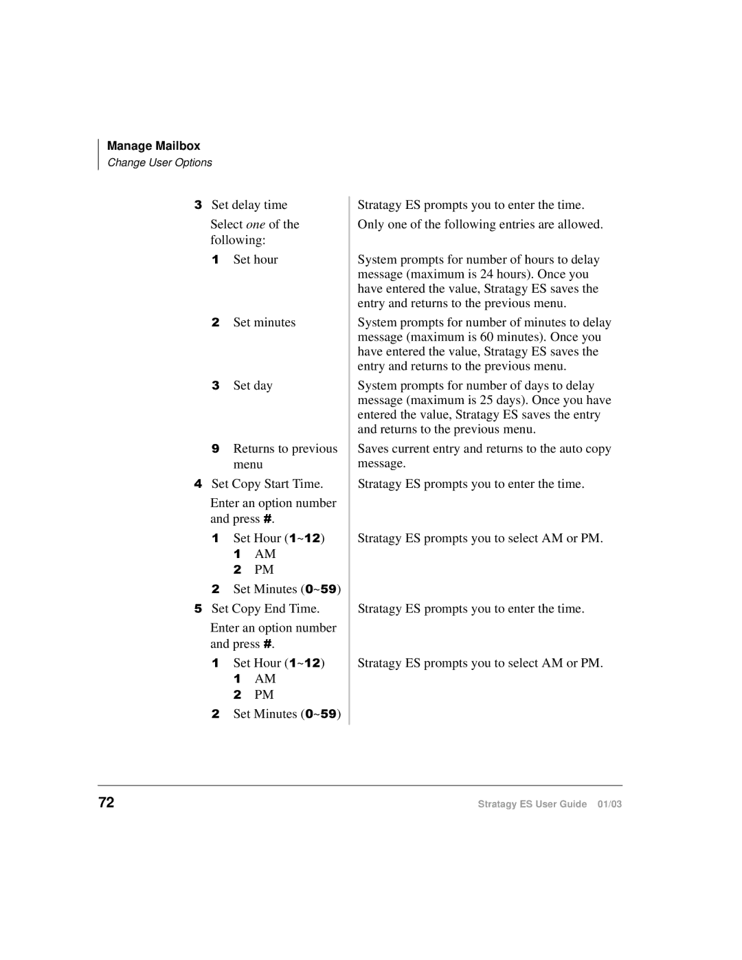 Toshiba ES80, ES4, ES96R manual Manage Mailbox 