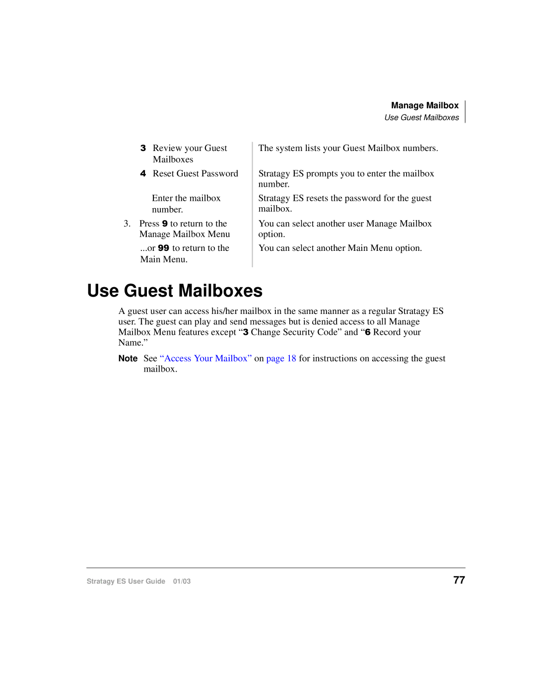 Toshiba ES4, ES96R, ES80 manual Use Guest Mailboxes 