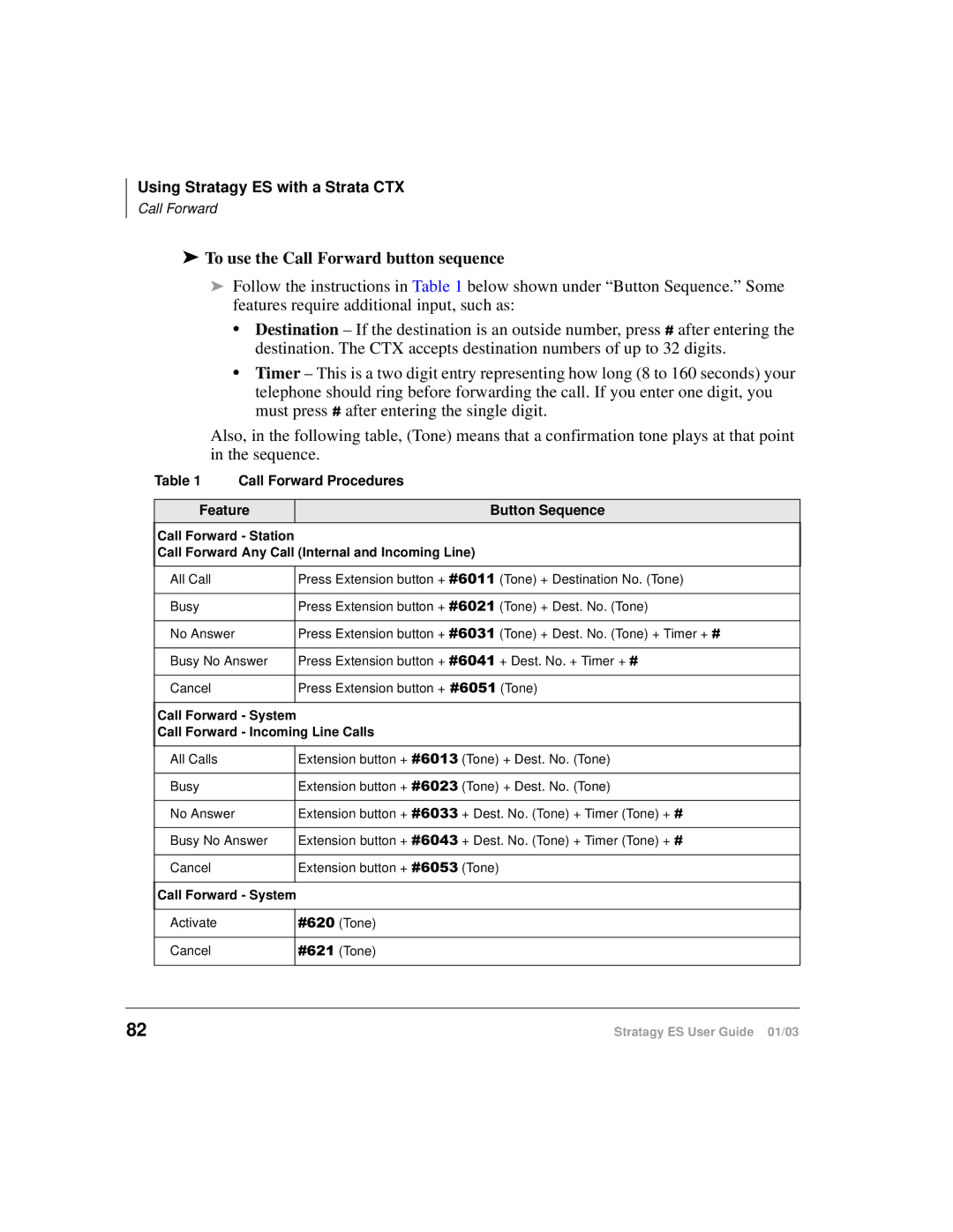 Toshiba ES4, ES96R, ES80 manual To use the Call Forward button sequence 