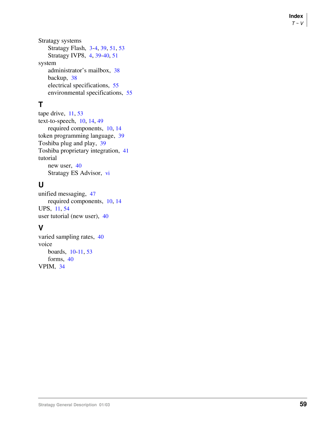 Toshiba IES32, ES4, ES96R, ES80, IVP8 manual Index 