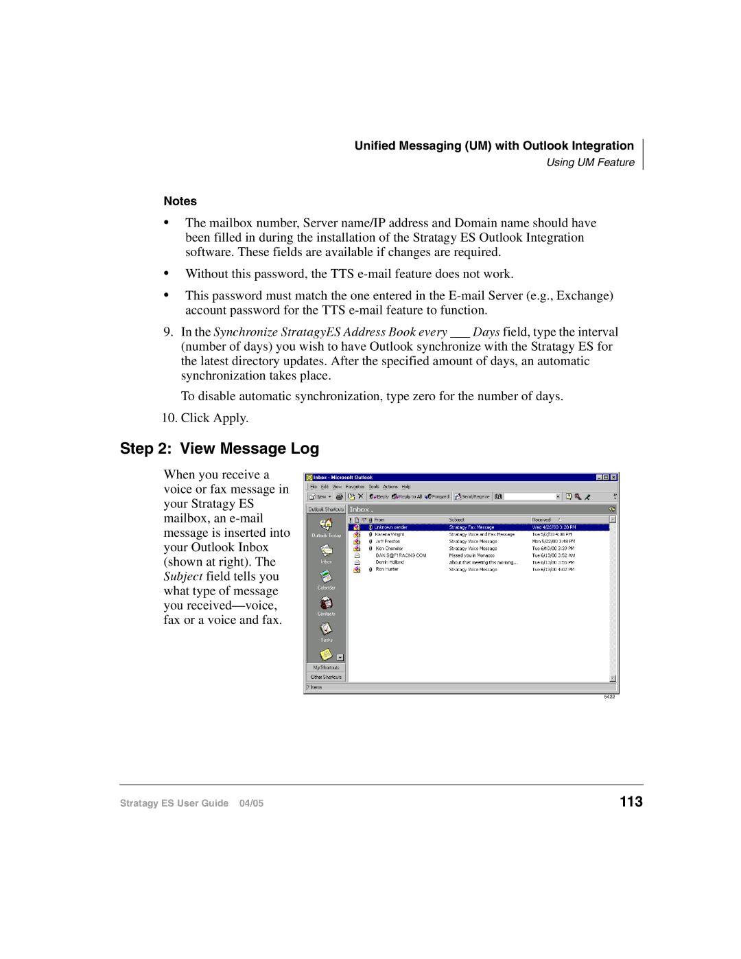 Toshiba ES48, IES32, ES96R2, IES16, ES8 manual View Message Log, 113 