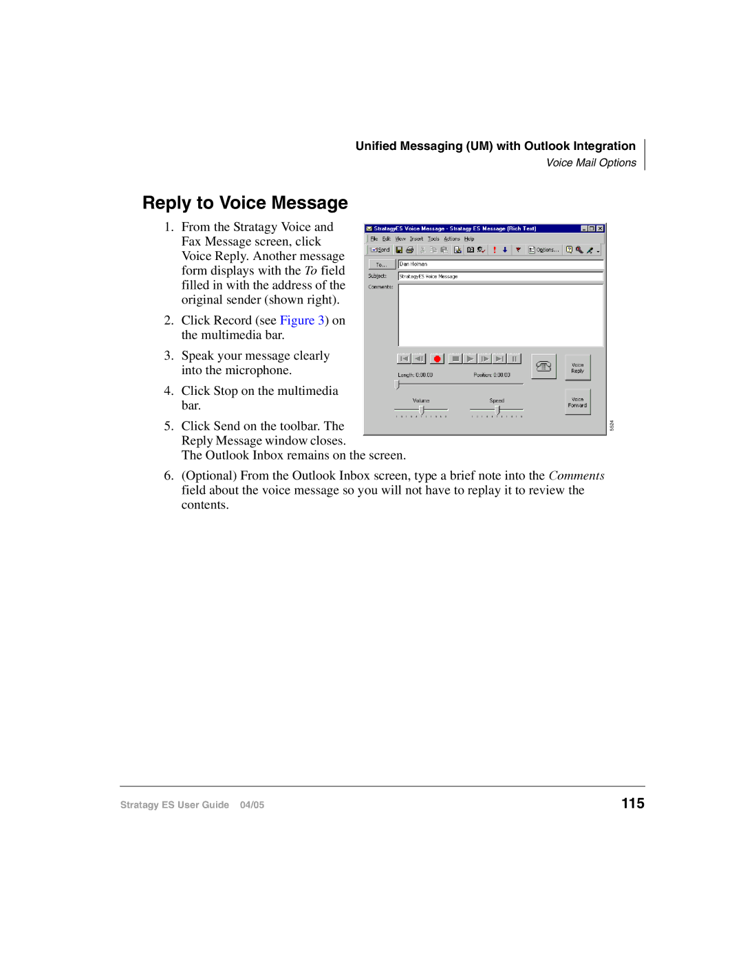 Toshiba ES96R2, ES48, IES32, IES16, ES8 manual Reply to Voice Message, 115 