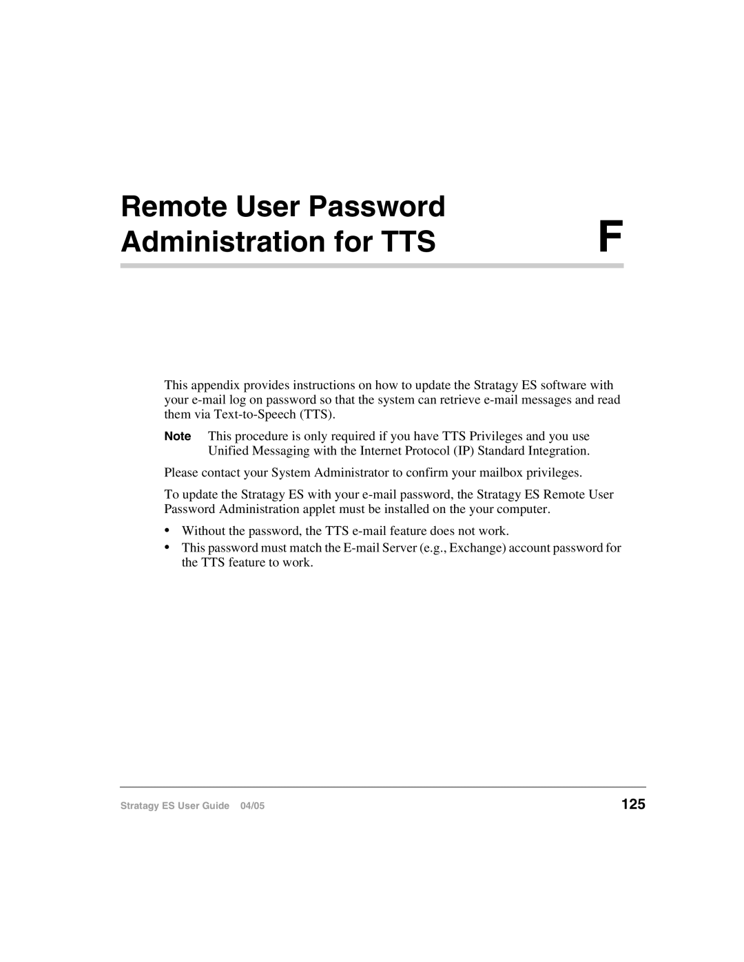 Toshiba ES96R2, ES48, IES32, IES16, ES8 manual Remote User Password Administration for TTS, 125 