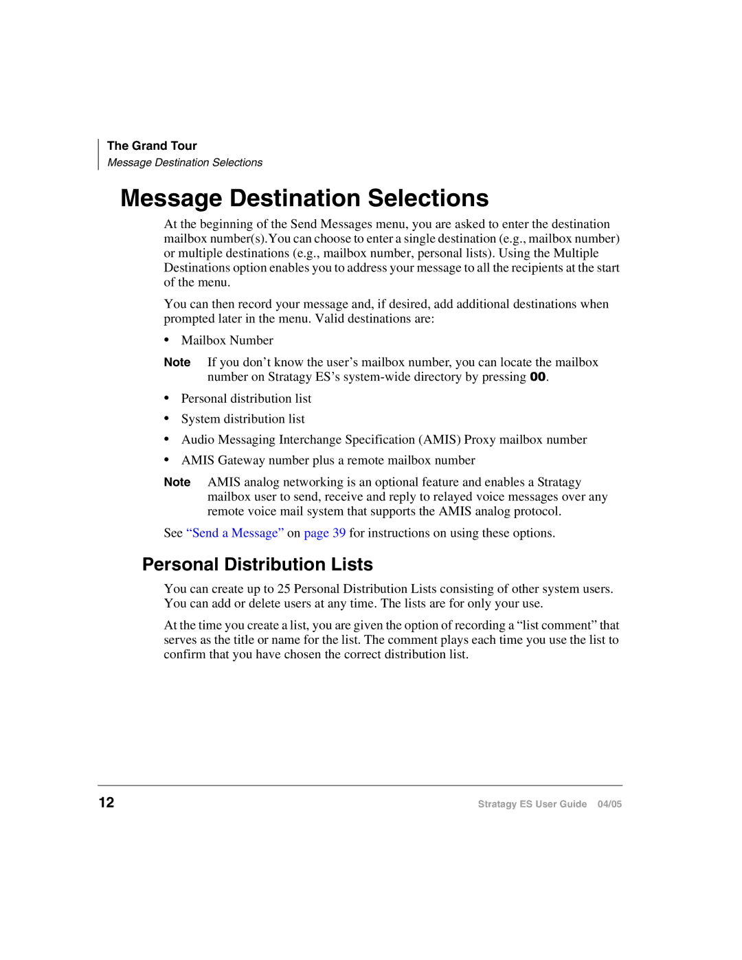 Toshiba ES8, ES48, IES32, ES96R2, IES16 manual Message Destination Selections, Personal Distribution Lists 