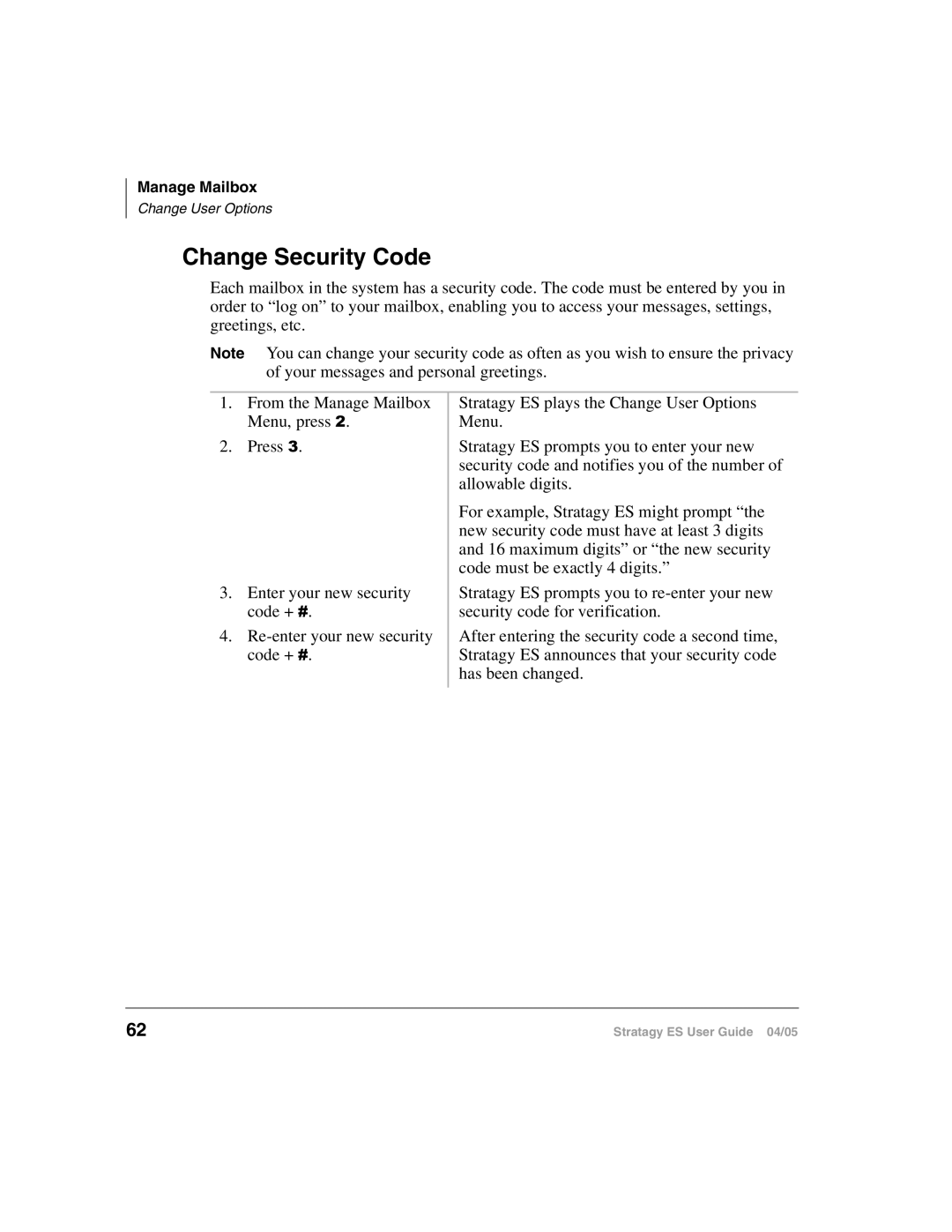 Toshiba ES8, ES48, IES32, ES96R2, IES16 manual Change Security Code 