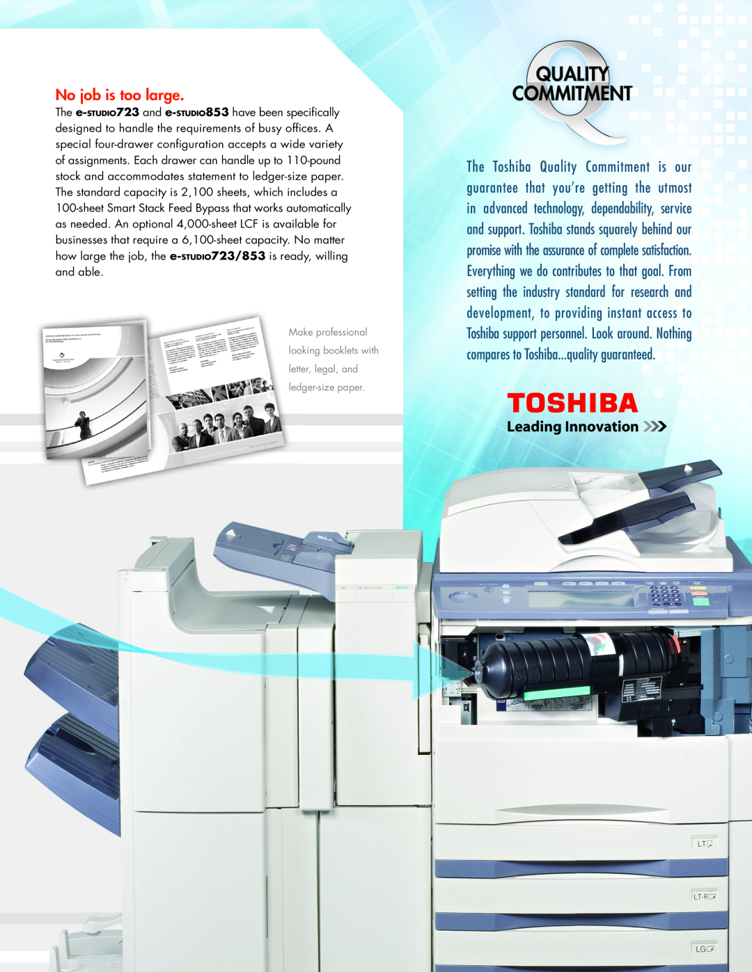 Toshiba eSTUDIO 853, eSTUDIO 723 manual No job is too large 