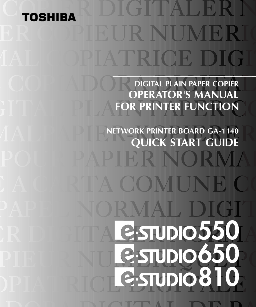 Toshiba e.STUDIO650, e.STUDIO810, e.STUDIO550 quick start Quick Start Guide 