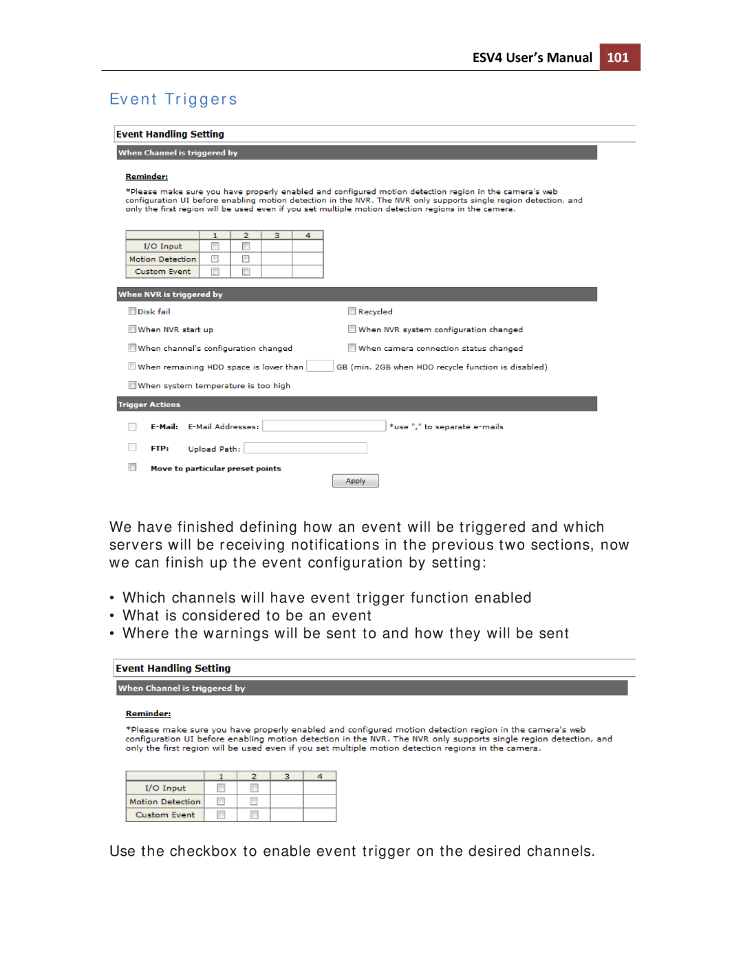 Toshiba ESV41T user manual Event Triggers 