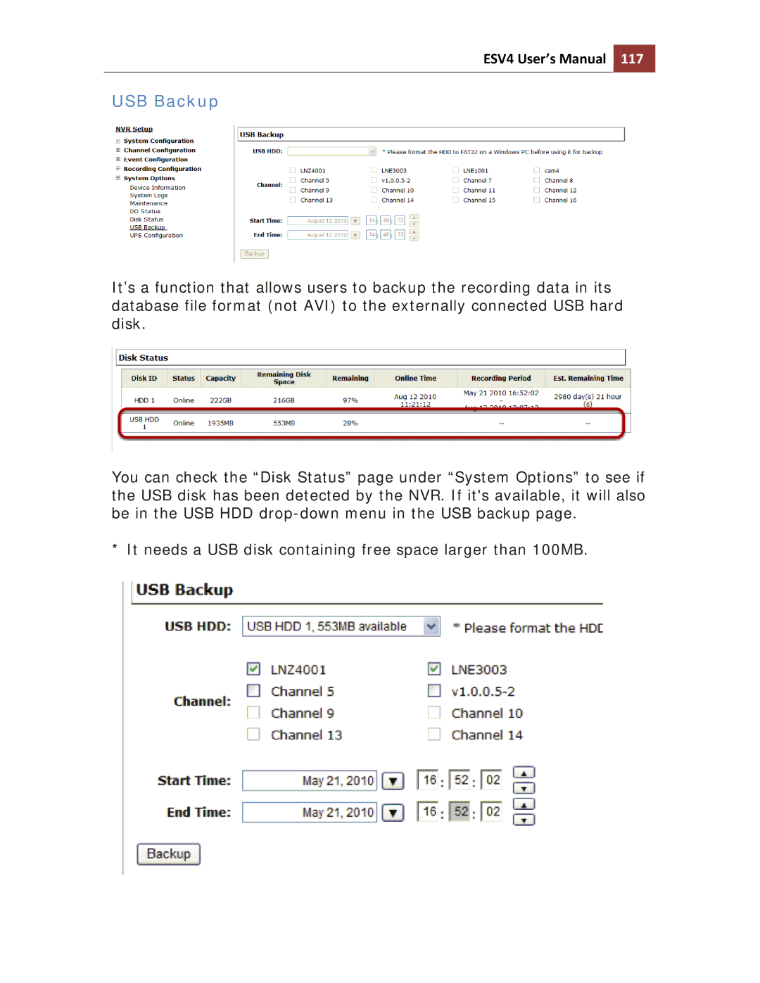 Toshiba ESV41T user manual USB Backup 