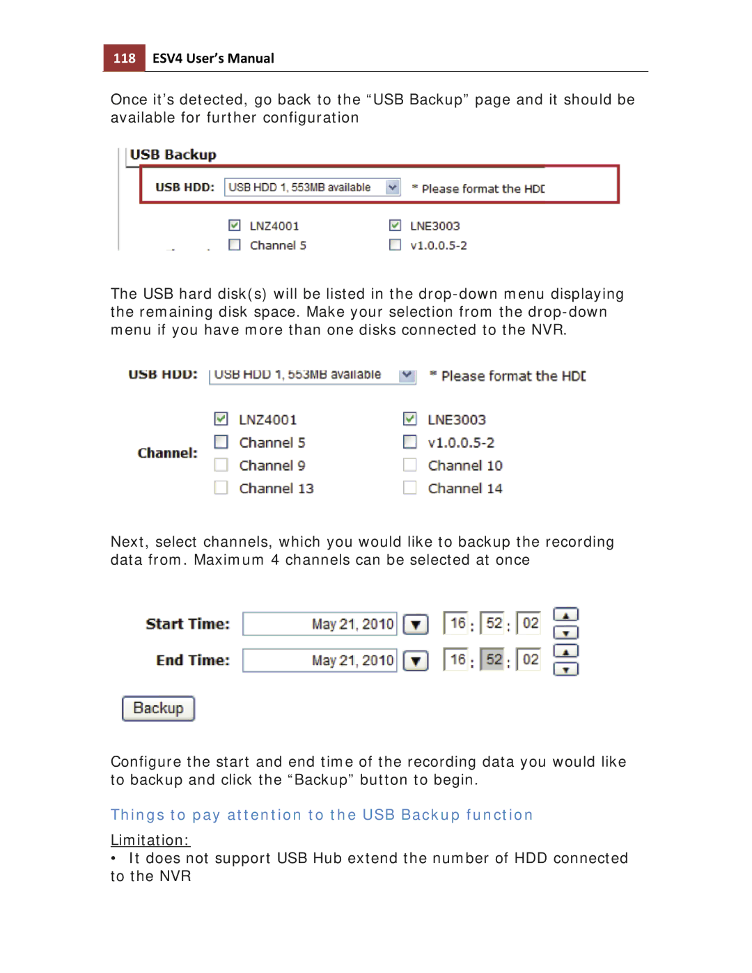 Toshiba ESV41T user manual 118 ESV4 User’s Manual, Things to pay attention to the USB Backup function 