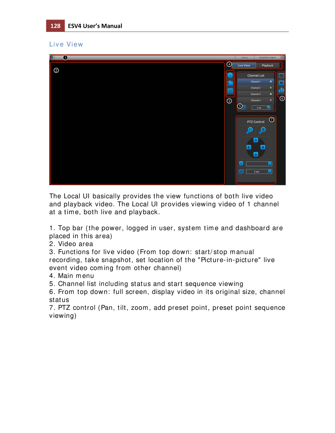 Toshiba ESV41T user manual 128 ESV4 User’s Manual, Live View 