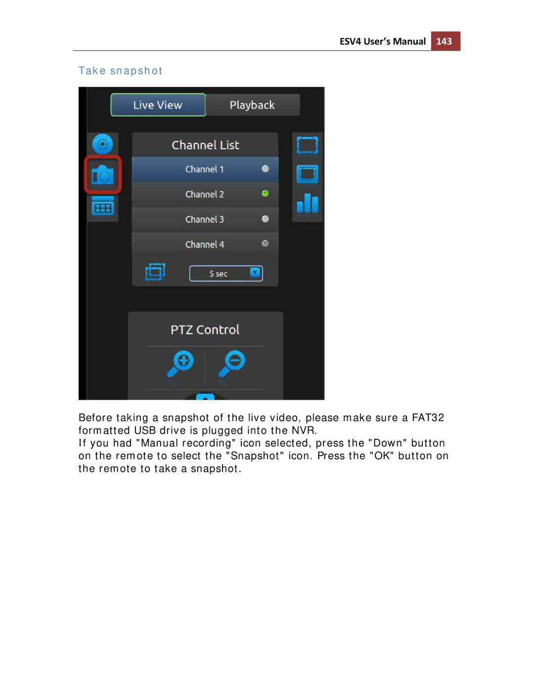 Toshiba ESV41T user manual Take snapshot 