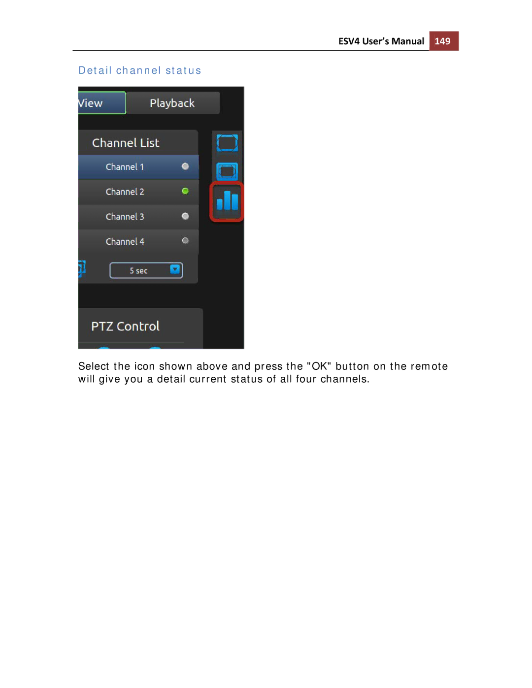 Toshiba ESV41T user manual Detail channel status 