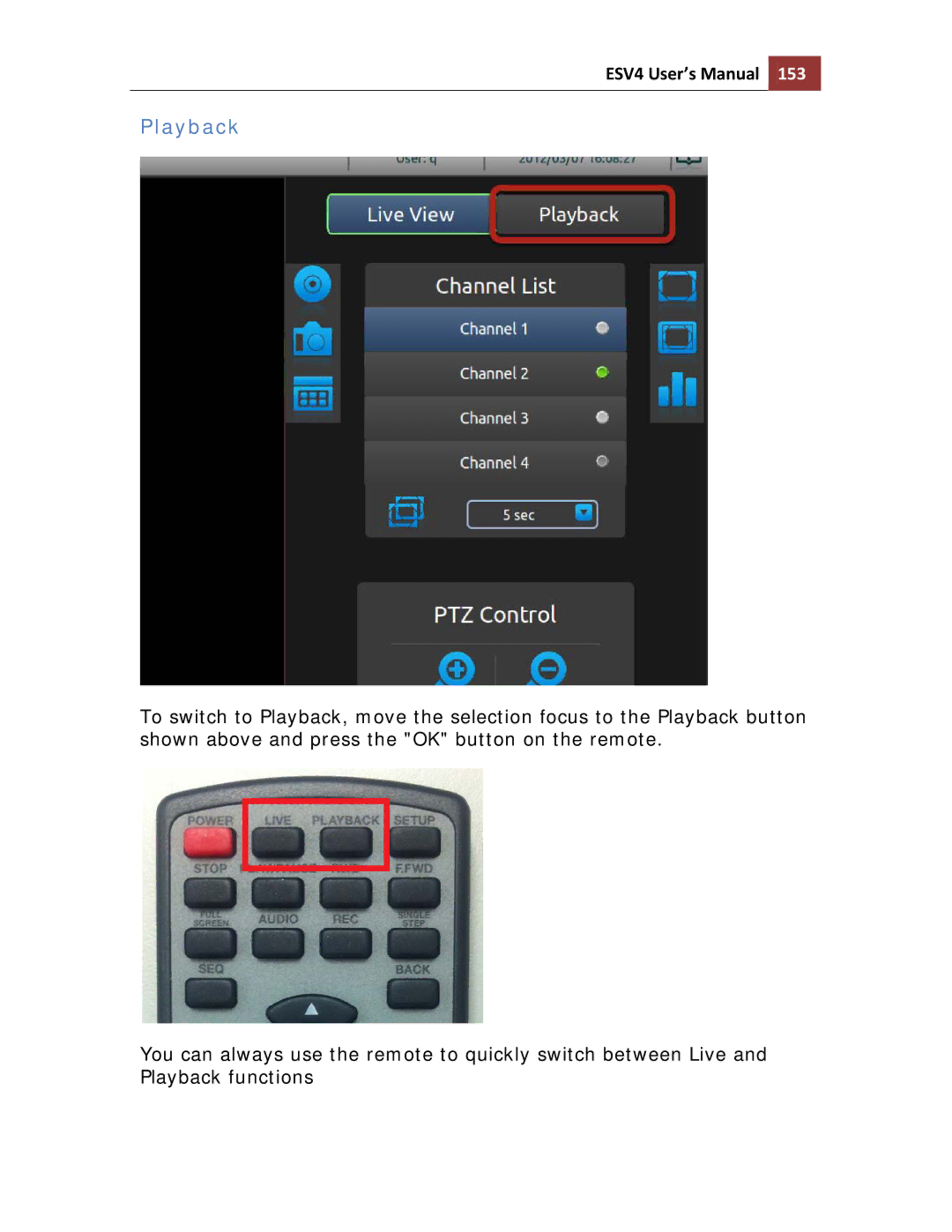 Toshiba ESV41T user manual Playback 