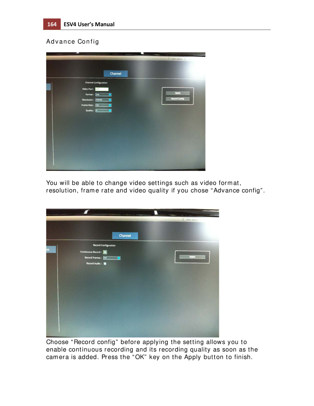 Toshiba ESV41T user manual 164 ESV4 User’s Manual, Advance Config 