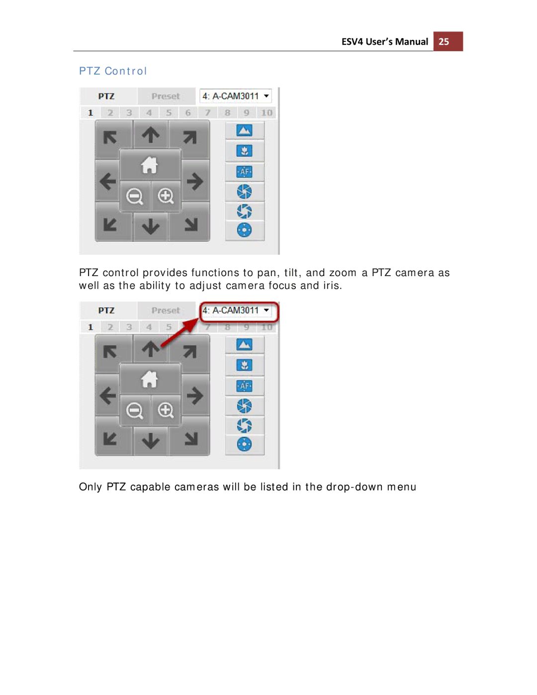 Toshiba ESV41T user manual PTZ Control 