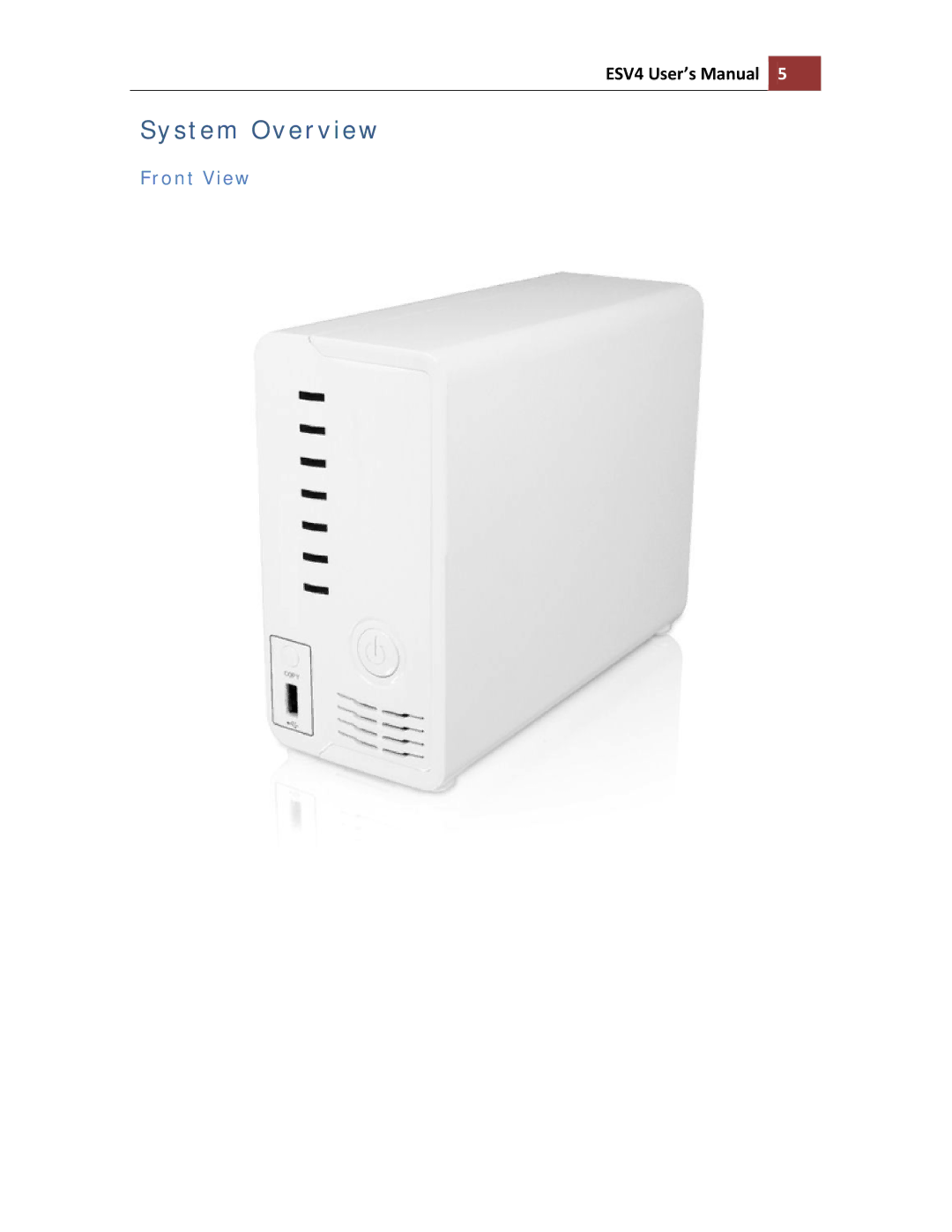 Toshiba ESV41T user manual System Overview, Front View 