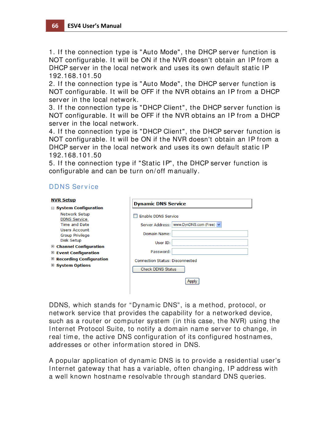 Toshiba ESV41T user manual 66 ESV4 User’s Manual, Ddns Service 