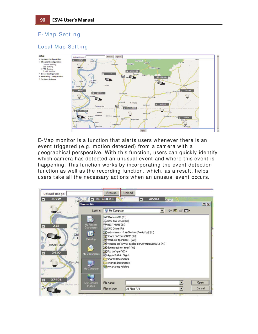 Toshiba ESV41T user manual 90 ESV4 User’s Manual, Local Map Setting 