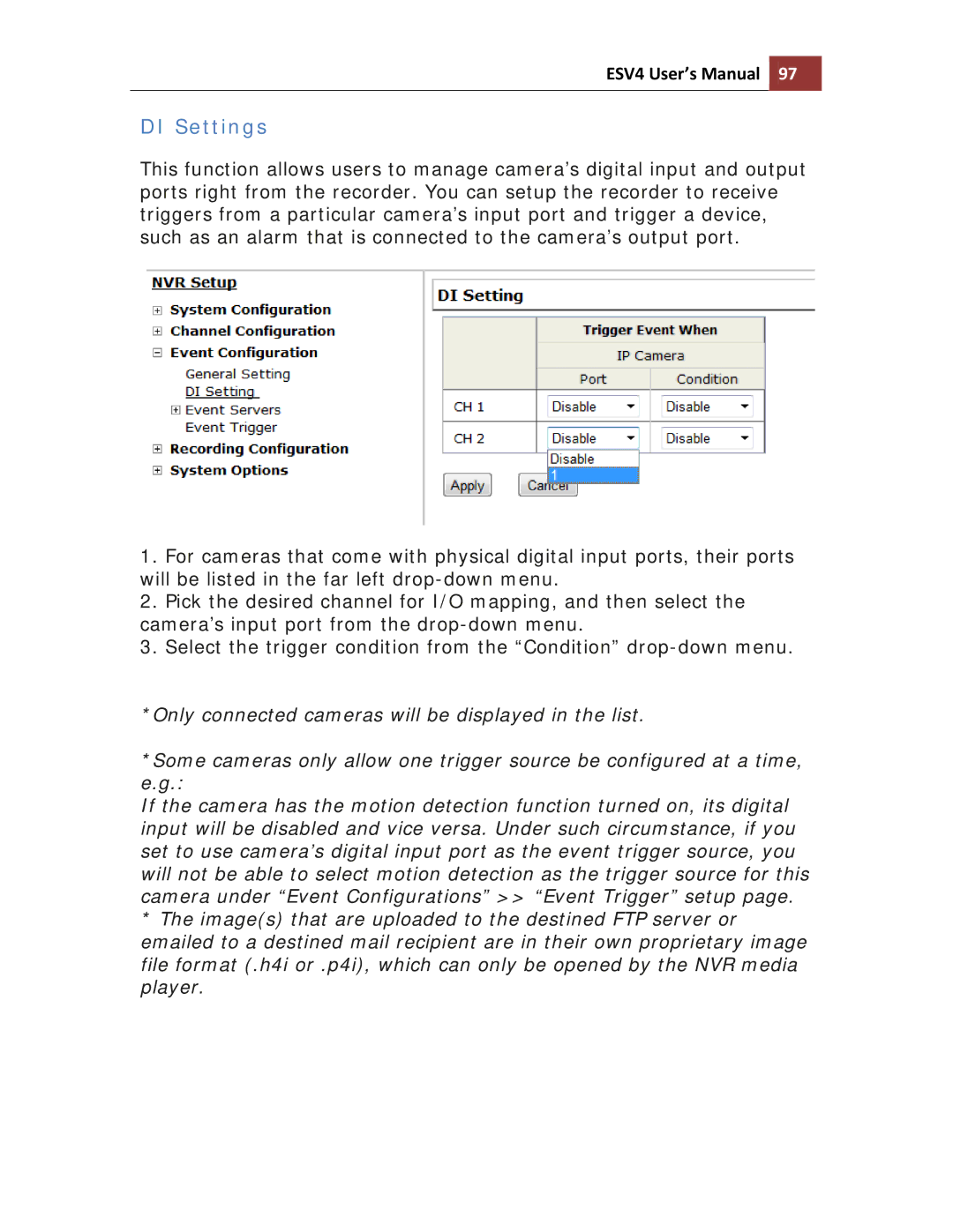 Toshiba ESV41T user manual DI Settings 