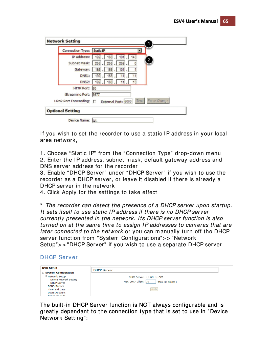 Toshiba ESV41T user manual DHCP Server, ESV4 User’s Manual 