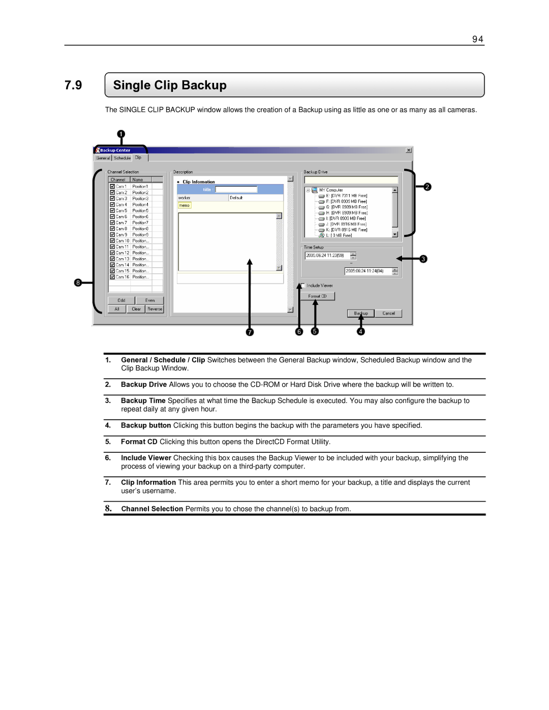 Toshiba EVR32-X, EVR8-X, DVR16-X, DVR8-X, EVR16-X, EVR64-X user manual Single Clip Backup 