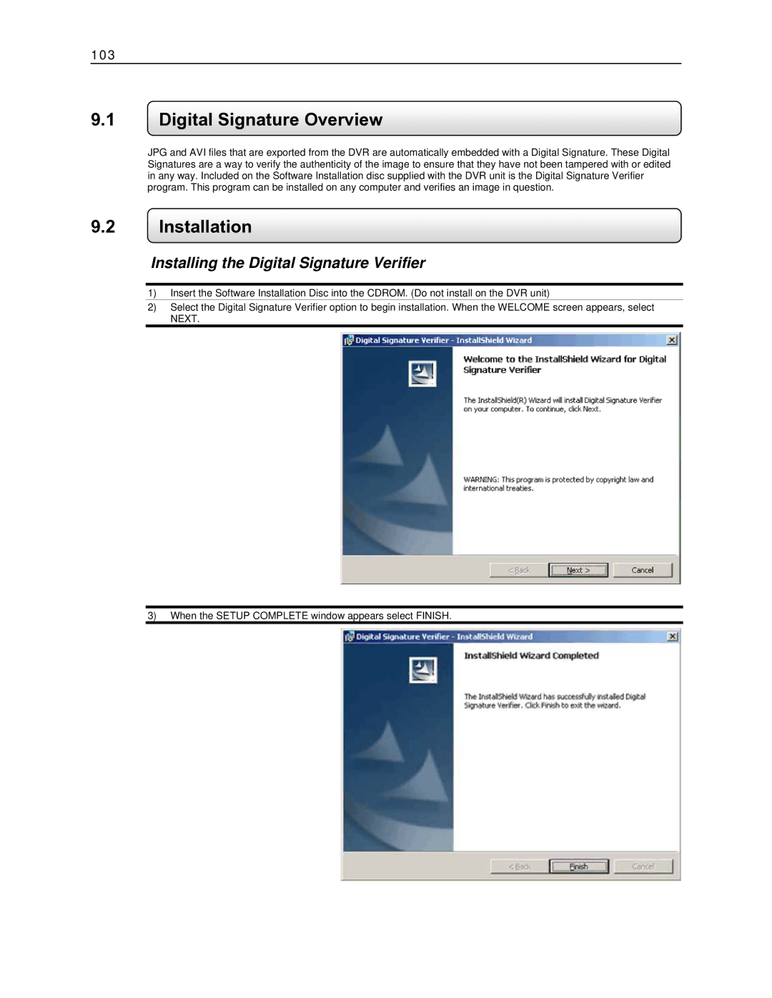 Toshiba EVR16-X, EVR8-X, EVR32-X, DVR8-X Digital Signature Overview, Installation, Installing the Digital Signature Verifier 