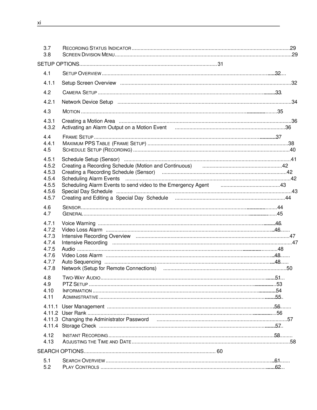 Toshiba EVR8-X, EVR32-X, DVR16-X, DVR8-X, EVR16-X, EVR64-X user manual Setup Options 