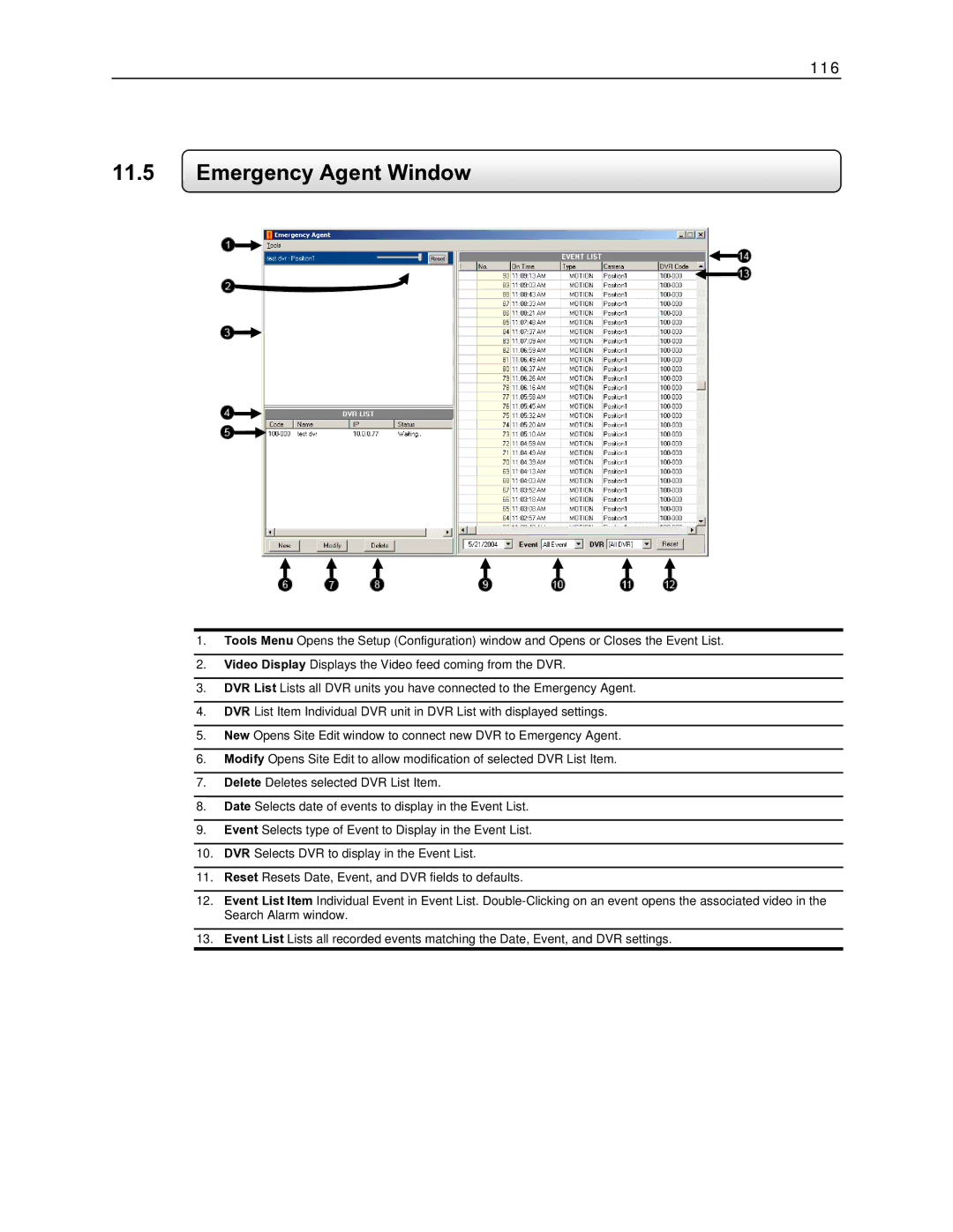 Toshiba EVR64-X, EVR8-X, EVR32-X, DVR16-X, DVR8-X, EVR16-X user manual Emergency Agent Window 