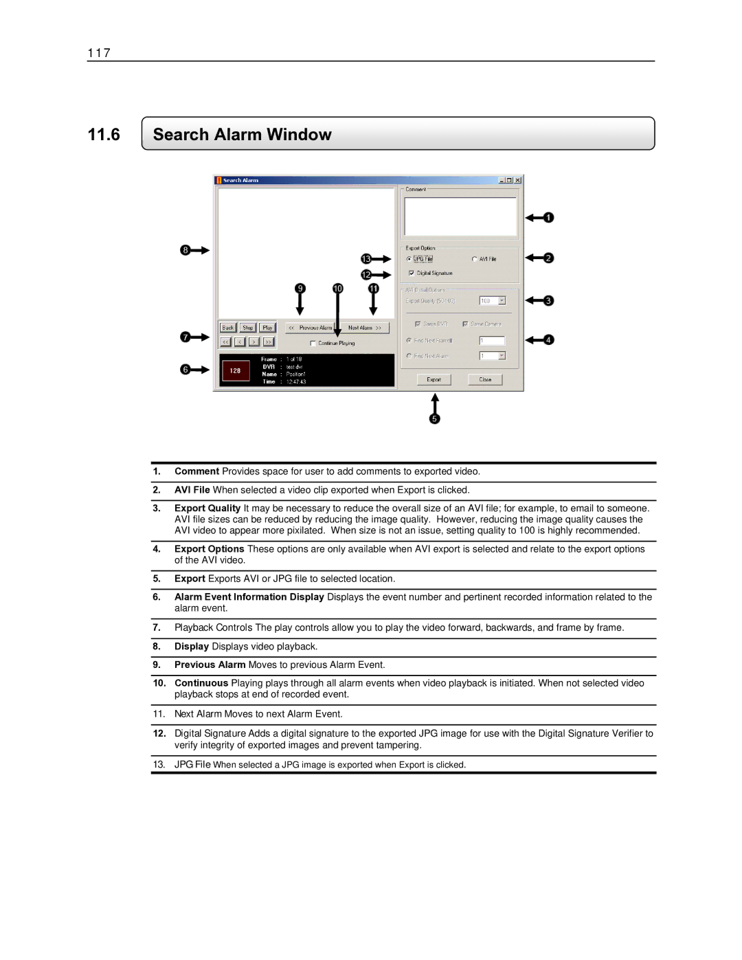 Toshiba EVR8-X, EVR32-X, DVR16-X, DVR8-X, EVR16-X, EVR64-X user manual Search Alarm Window 