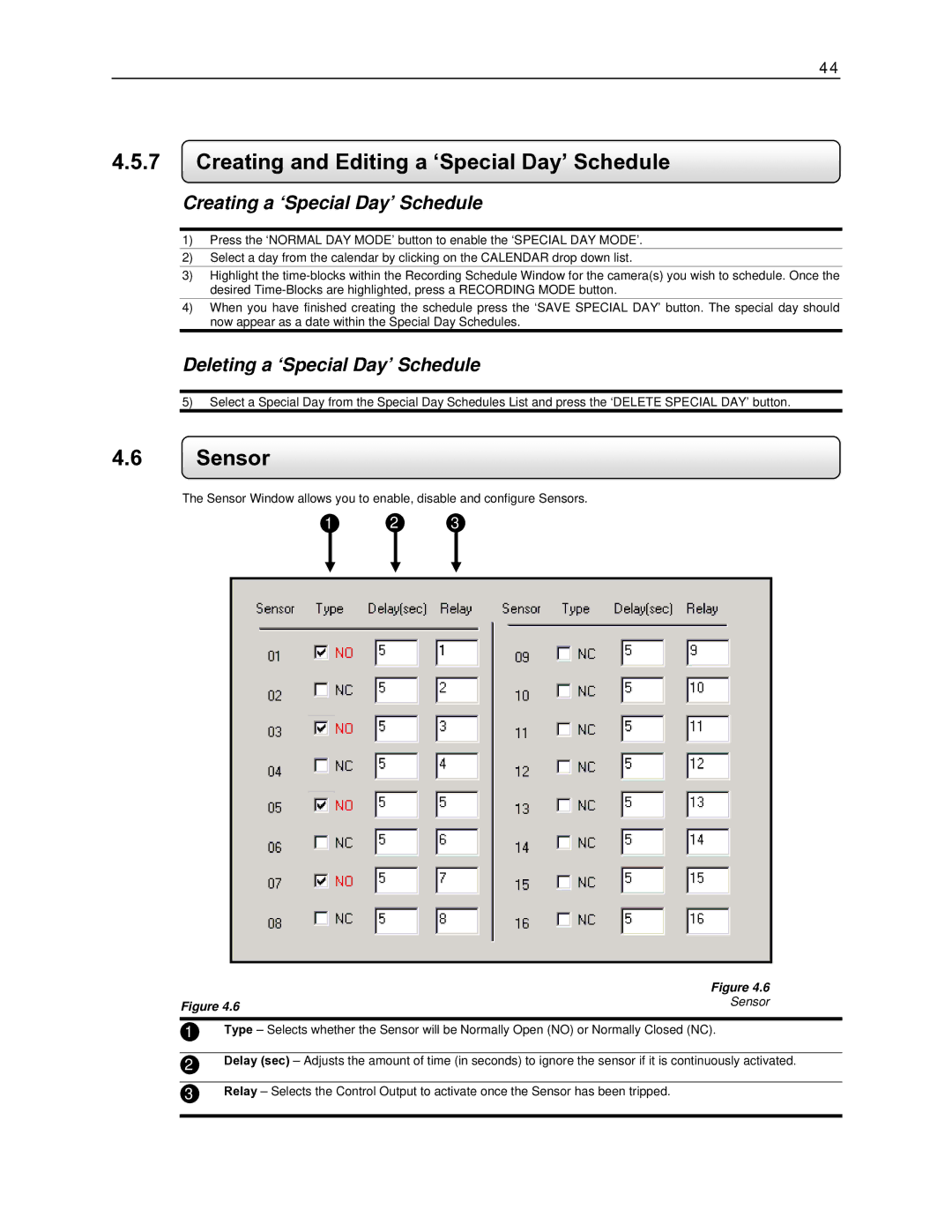 Toshiba EVR64-X, EVR8-X, EVR32-X Creating and Editing a ‘Special Day’ Schedule, Sensor, Creating a ‘Special Day’ Schedule 