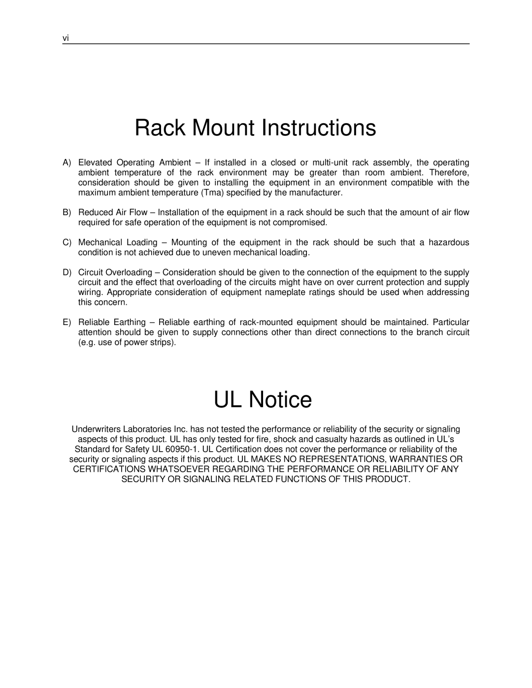 Toshiba EVR8-X, EVR32-X, DVR16-X, DVR8-X, EVR16-X, EVR64-X user manual Rack Mount Instructions, UL Notice 