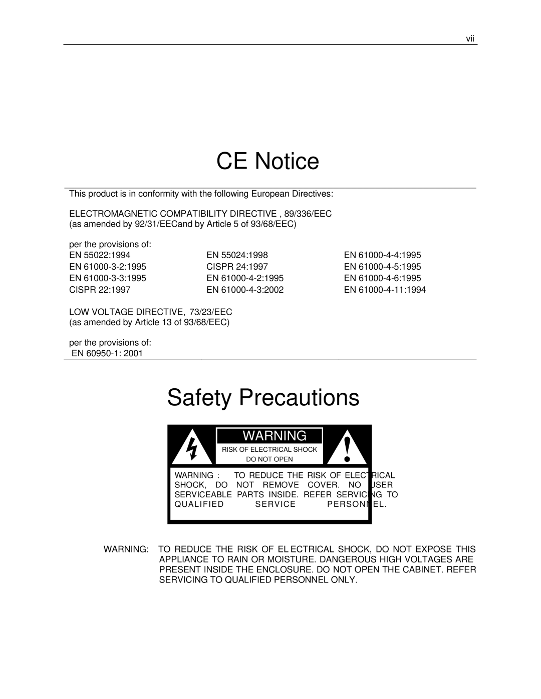 Toshiba EVR32-X, EVR8-X, DVR16-X, DVR8-X, EVR16-X, EVR64-X user manual CE Notice, Safety Precautions 