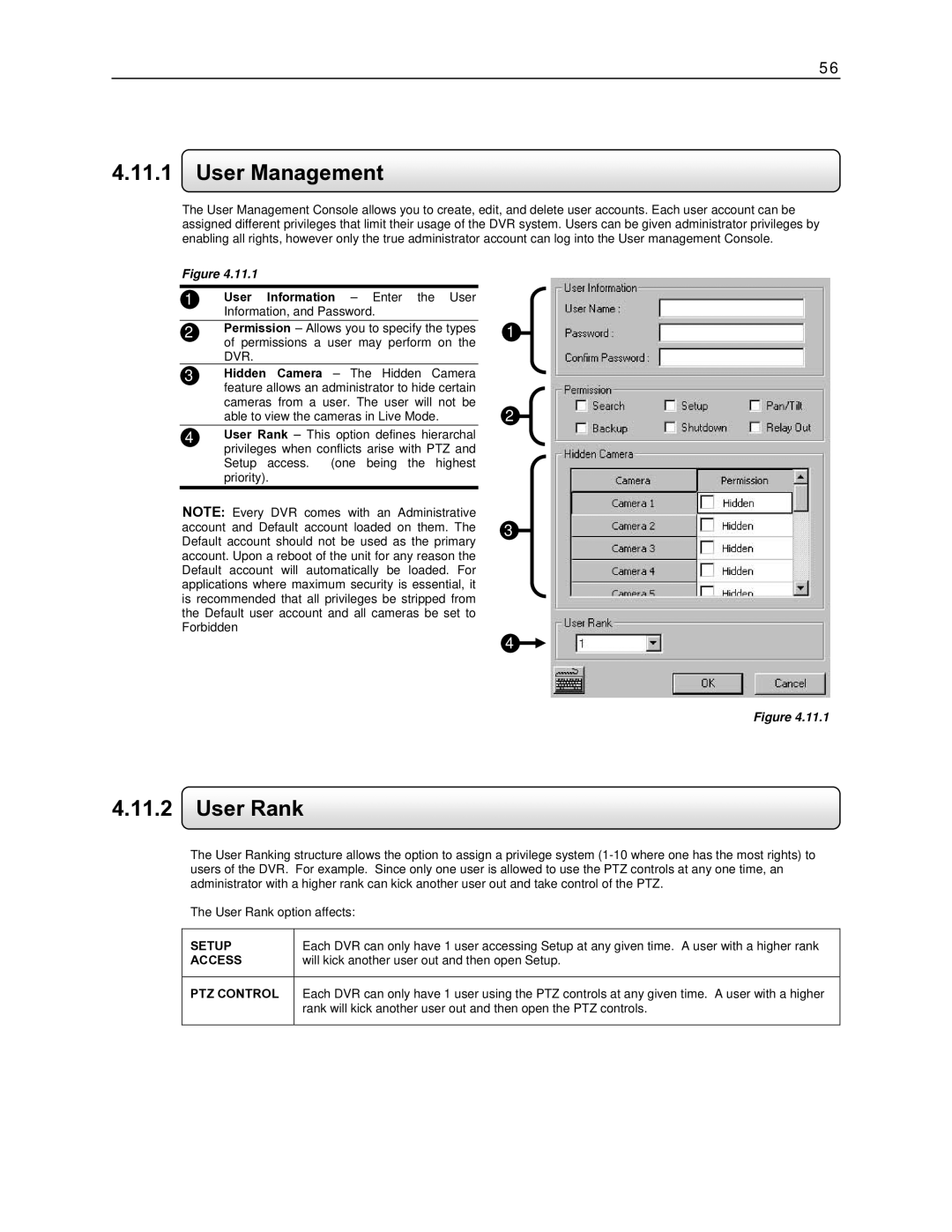 Toshiba EVR64-X, EVR8-X, EVR32-X, DVR16-X, DVR8-X, EVR16-X user manual User Management, User Rank 