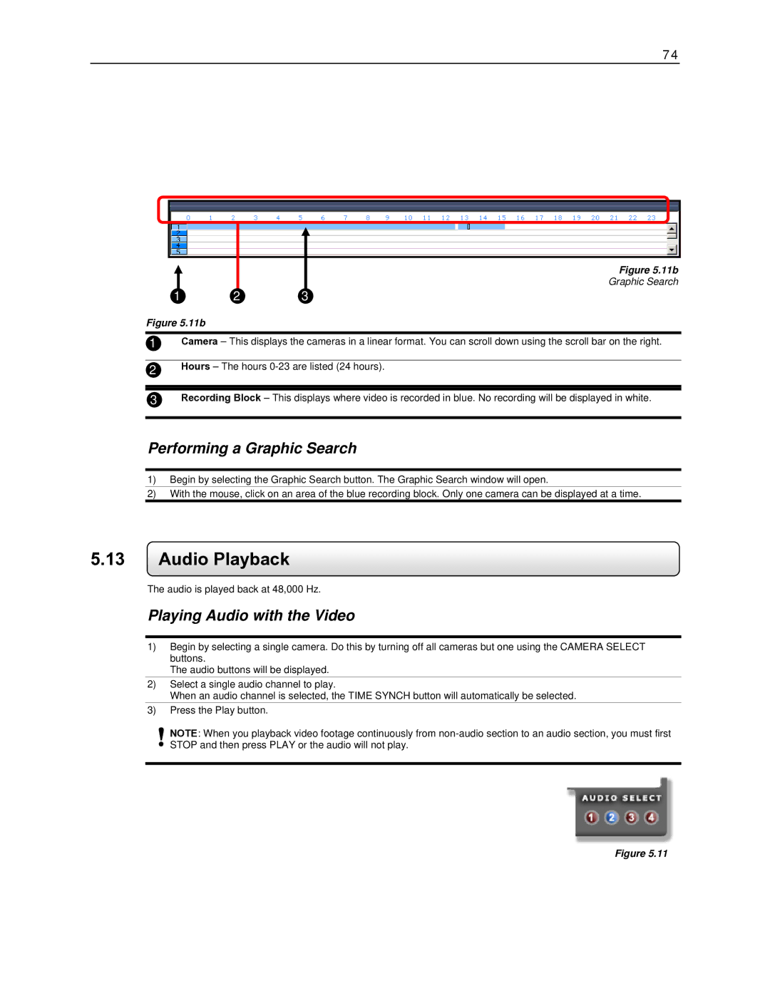 Toshiba EVR64-X, EVR8-X, EVR32-X, DVR16-X, DVR8-X Audio Playback, Performing a Graphic Search, Playing Audio with the Video 