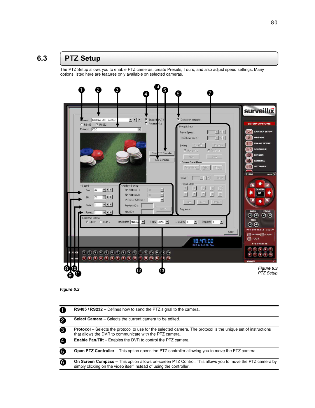 Toshiba EVR64-X, EVR8-X, EVR32-X, DVR16-X, DVR8-X, EVR16-X user manual PTZ Setup 