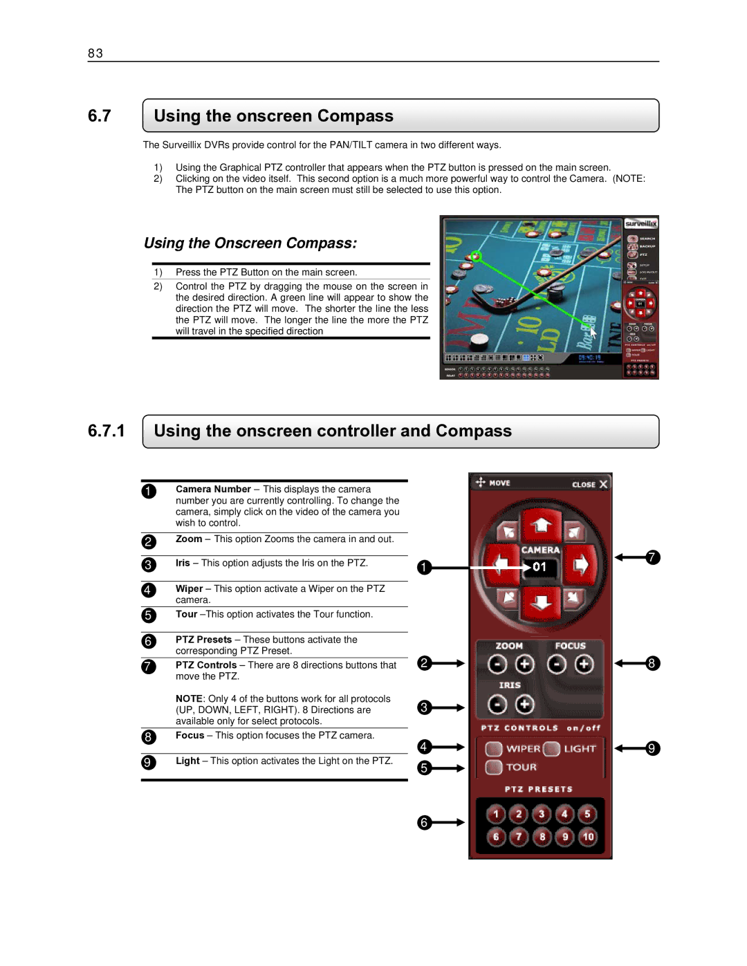 Toshiba DVR16-X, EVR8-X Using the onscreen Compass, Using the onscreen controller and Compass, Using the Onscreen Compass 