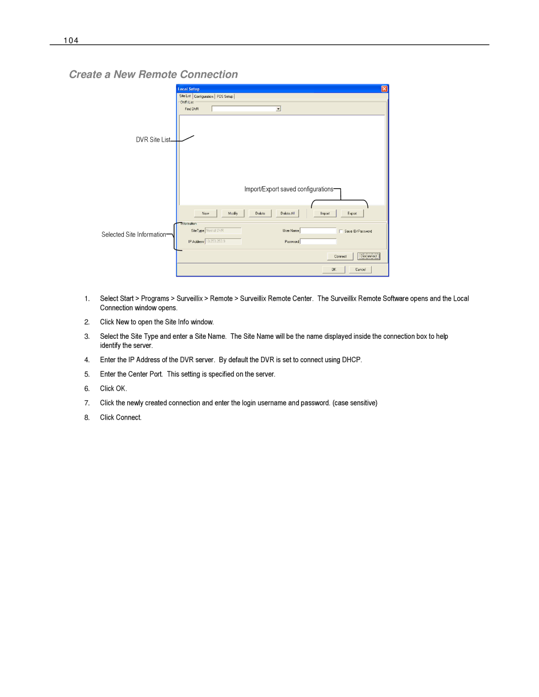 Toshiba HVR32-X, EVR8-X, EVR32-X, HVR8-X, HVR16-X, EVR16-X user manual Create a New Remote Connection, 104 