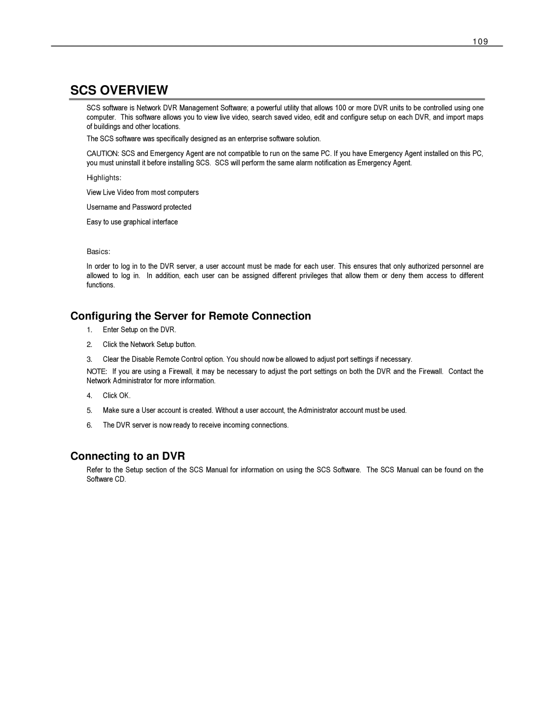 Toshiba EVR32-X, EVR8-X, HVR32-X, HVR8-X, HVR16-X, EVR16-X user manual SCS Overview, Connecting to an DVR, 109 