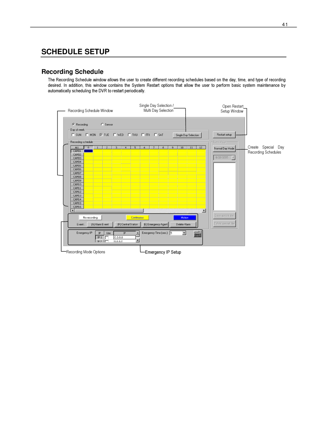 Toshiba EVR16-X, EVR8-X, EVR32-X, HVR32-X, HVR8-X, HVR16-X user manual Schedule Setup, Recording Schedule 