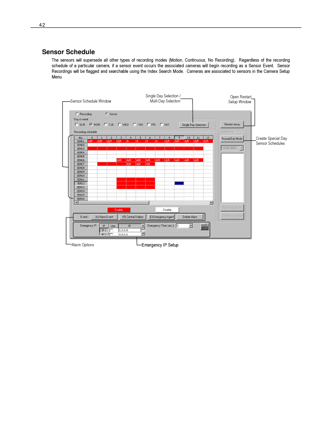 Toshiba EVR8-X, EVR32-X, HVR32-X, HVR8-X, HVR16-X, EVR16-X user manual Sensor Schedule 