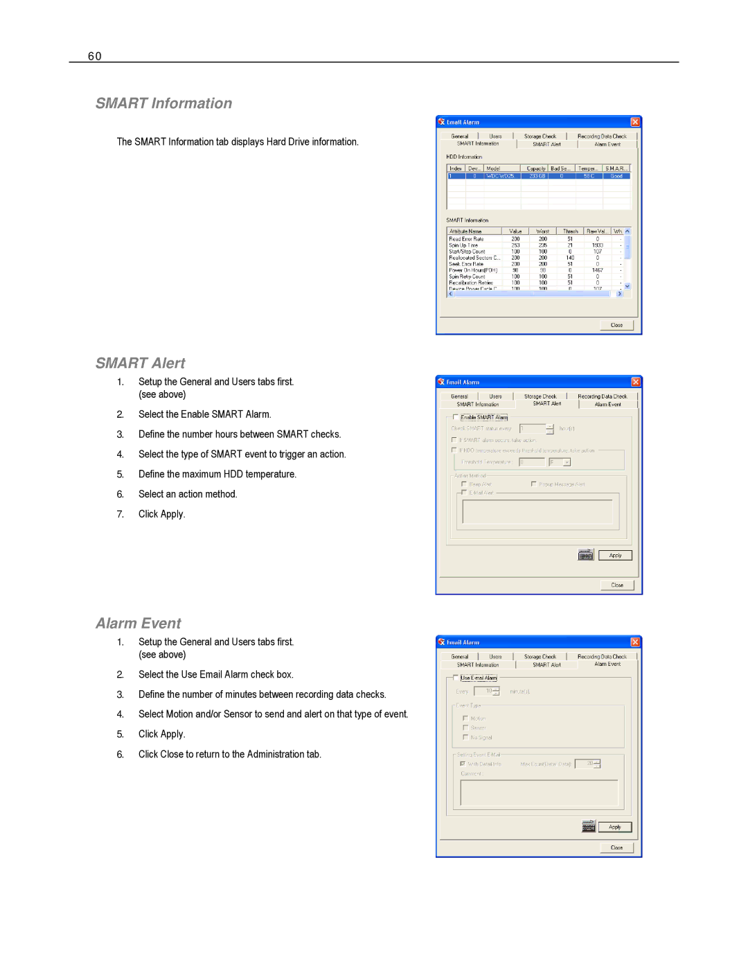 Toshiba EVR8-X, EVR32-X, HVR32-X, HVR8-X, HVR16-X, EVR16-X user manual Smart Information, Smart Alert, Alarm Event 