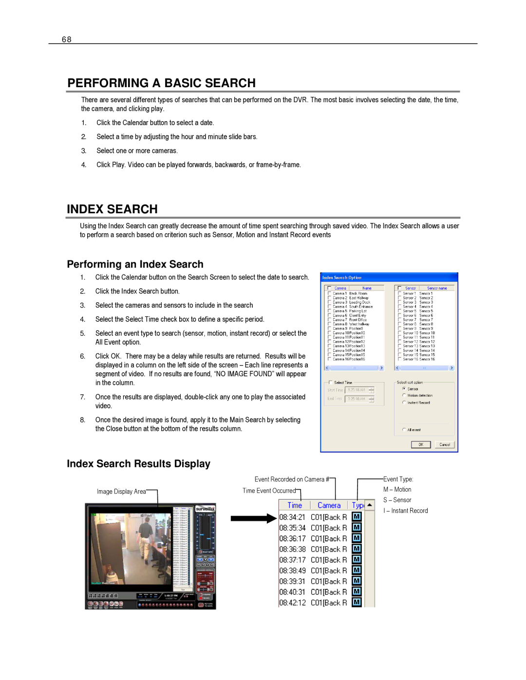 Toshiba HVR32-X, EVR8-X, EVR32-X Performing a Basic Search, Performing an Index Search, Index Search Results Display 