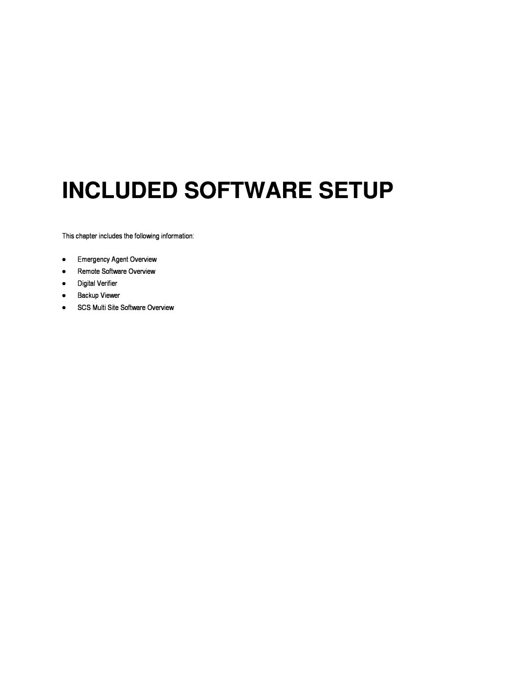 Toshiba EVR32-X, EVR8-X, HVR32-X, HVR8-X, HVR16-X Included Software Setup, This chapter includes the following information 