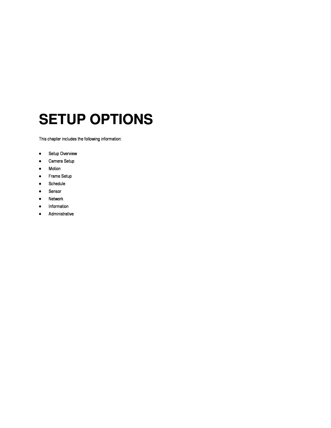 Toshiba EVR16-X, EVR8-X Setup Options, This chapter includes the following information Setup Overview, Administrative 