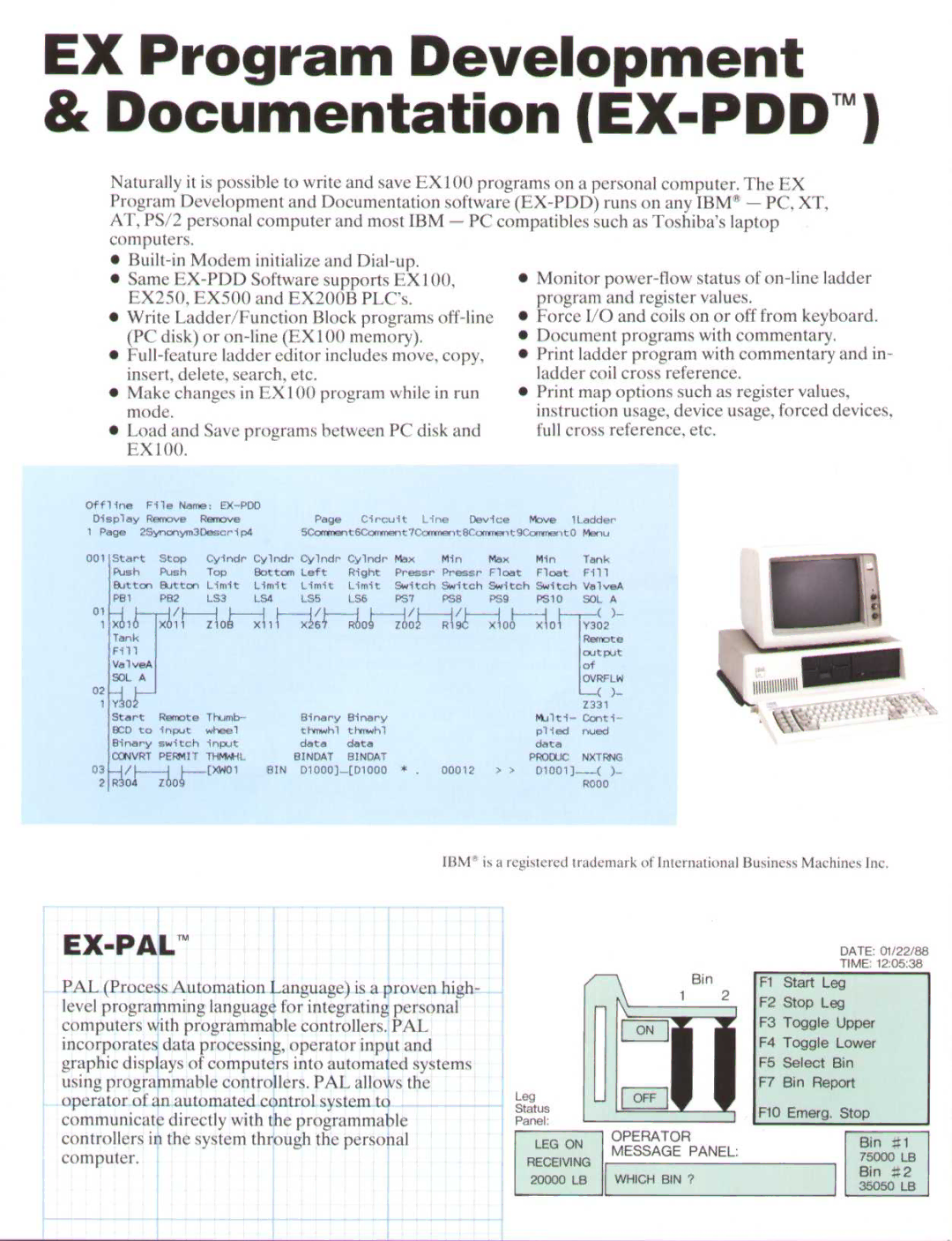 Toshiba EX100 manual EX Program Development & Documentation EX-PDDM, Program and register values 