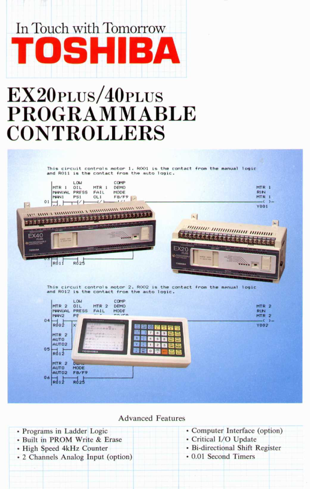 Toshiba 40 Plus, EX20 Plus manual Programmable Controllers, Advanced Features 