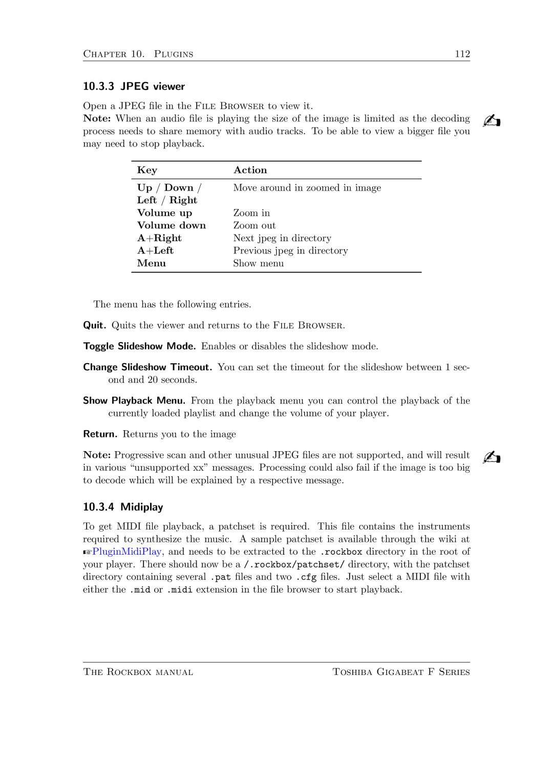 Toshiba F Series manual Jpeg viewer, Midiplay 