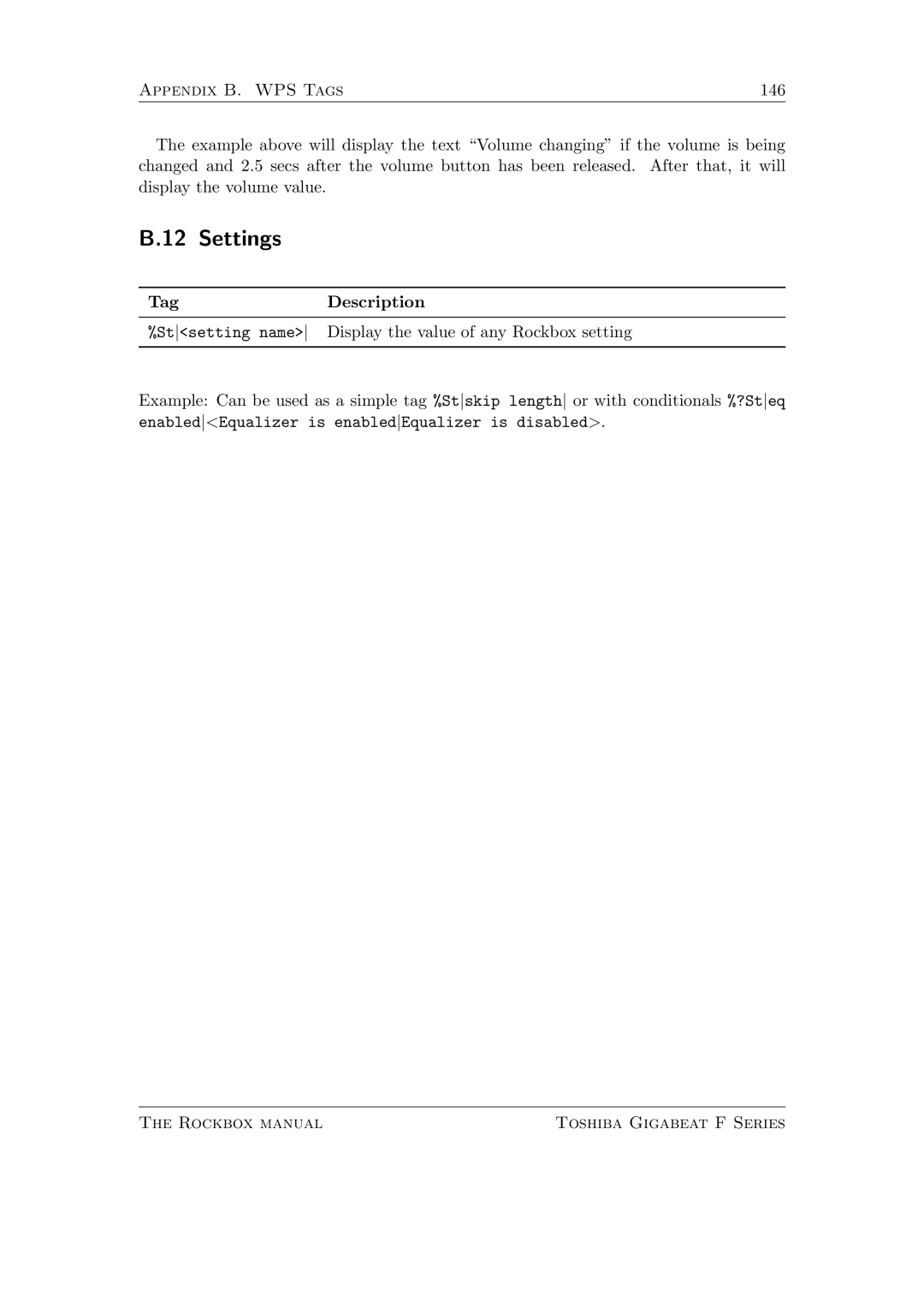 Toshiba F Series manual Settings 